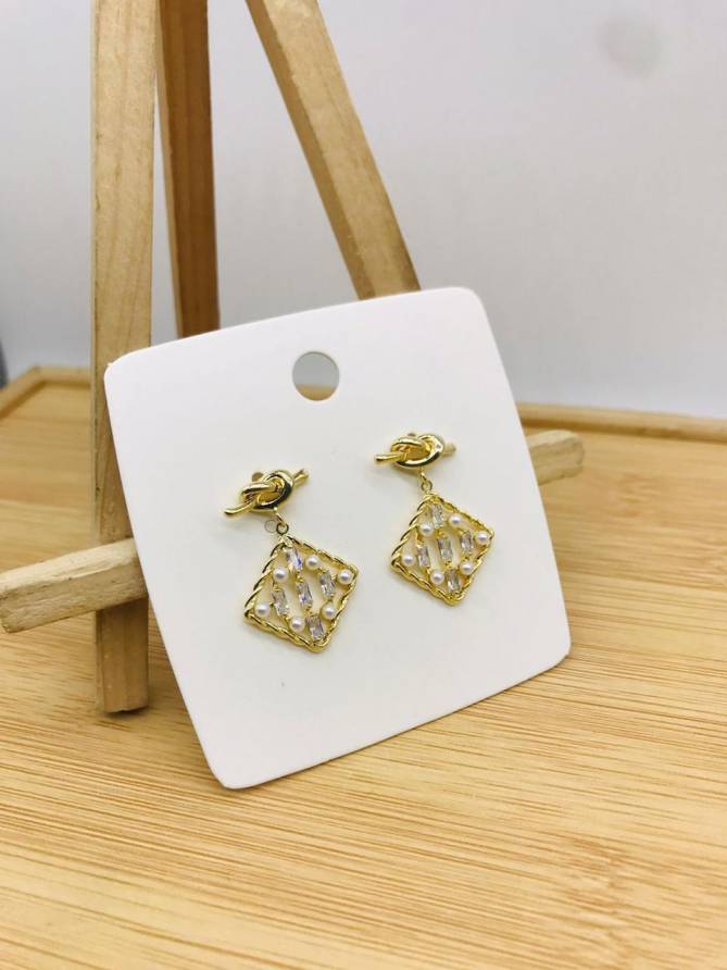 2 AD Diamond Steel And Rose Gold Party Wear Earrings Manufacturers
